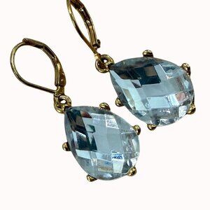 Joan Rivers Gold Tone Leverback Earrings With Faceted Clear Crystal Teardrops Fo